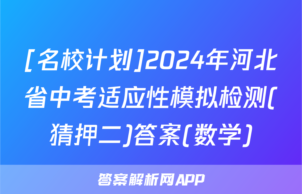 [名校计划]2024年河北省中考适应性模拟检测(猜押二)答案(数学)