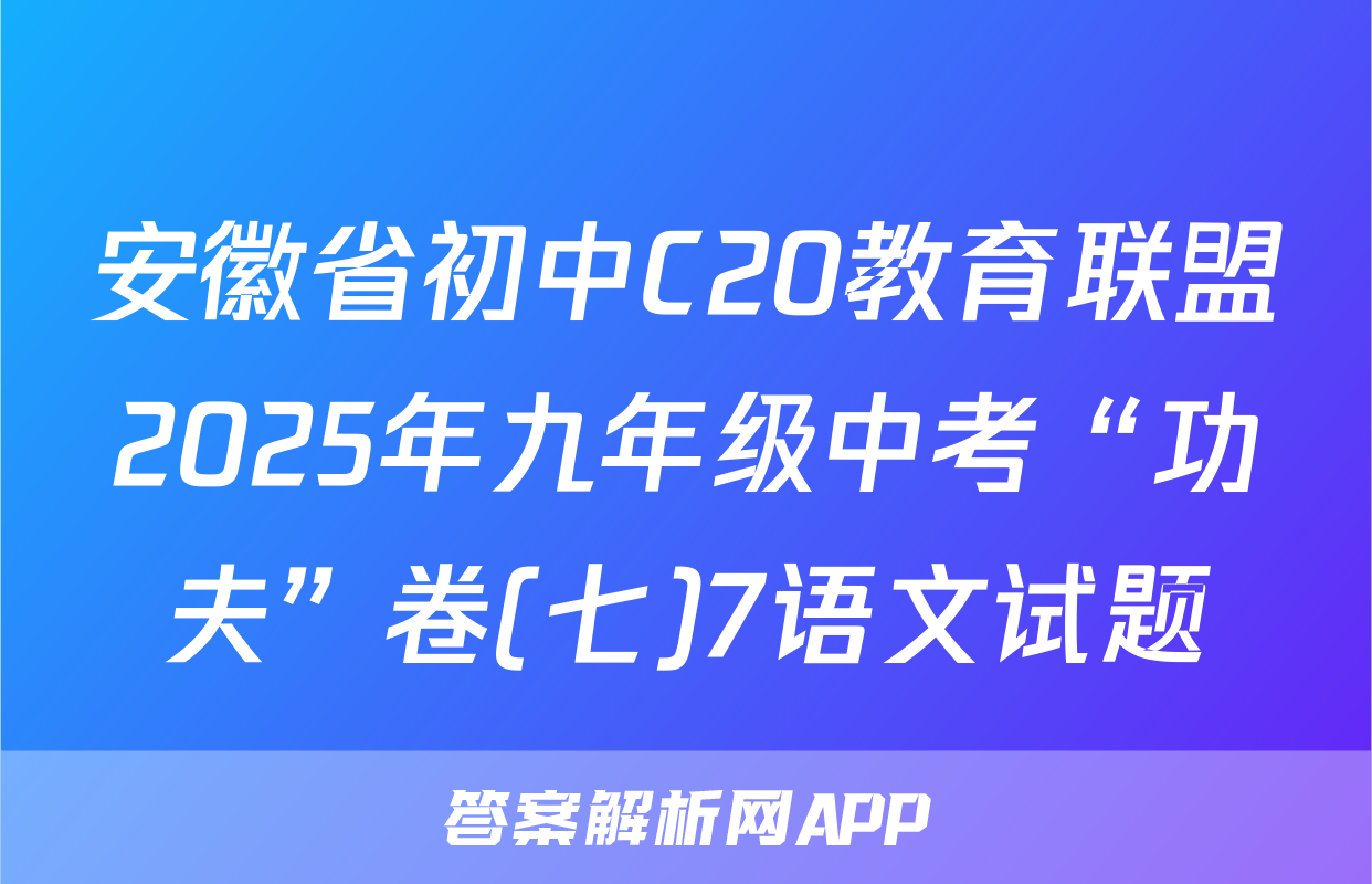 安徽省初中C20教育联盟2025年九年级中考“功夫”卷(七)7语文试题