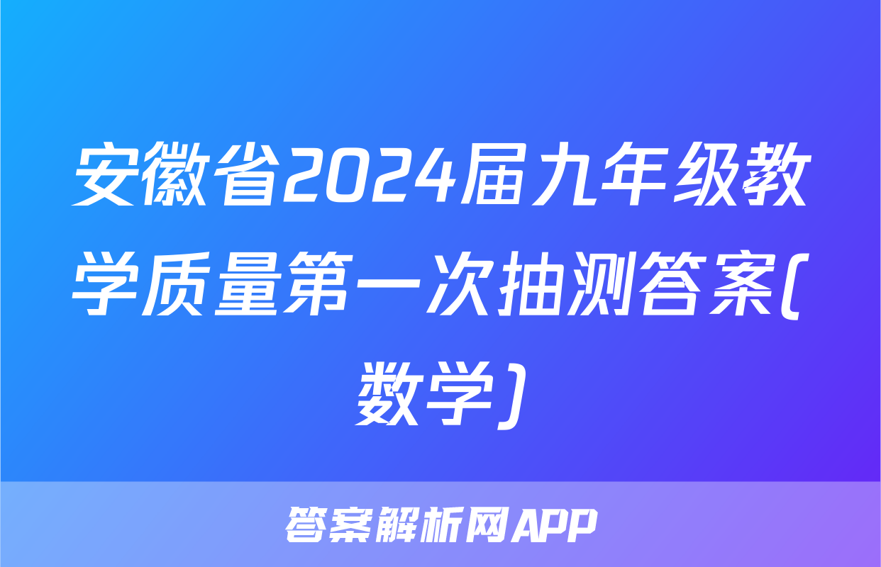 安徽省2024届九年级教学质量第一次抽测答案(数学)