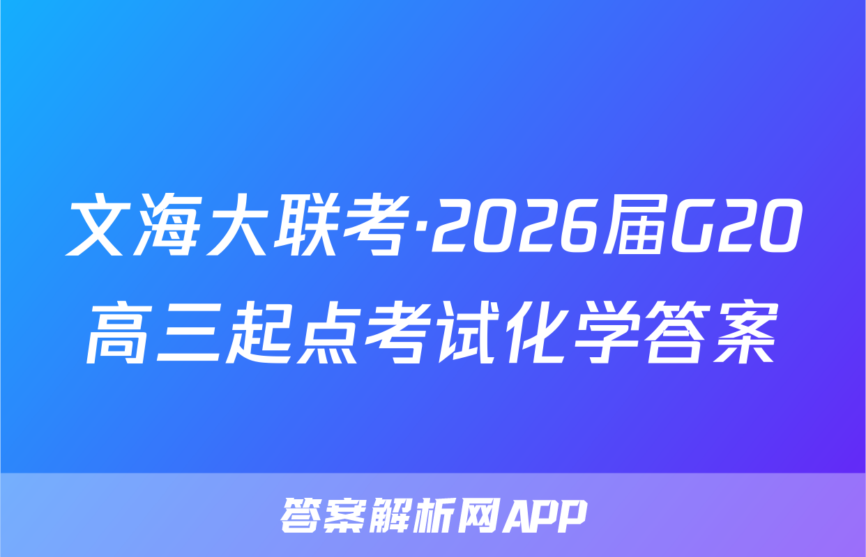文海大联考·2026届G20高三起点考试化学答案